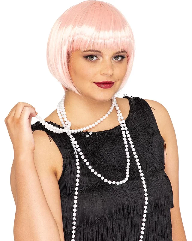 Long wig with tight texture-20s Flapper Deluxe Pastel Pink Bob Wig