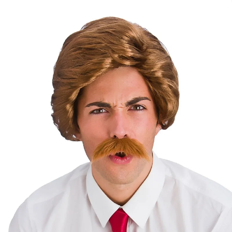 Lace wig refresh liquid-80s Funny Guy Brown Wig Anchorman Fancy Dress Halloween