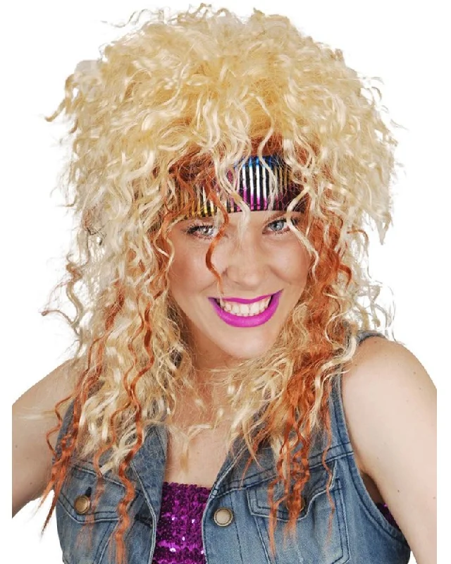 Wig for sparse crown-80s Rocker Curly Blonde Wig