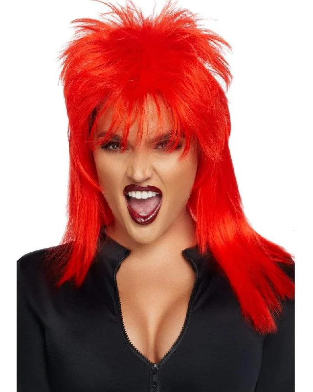 Wig for curvy figure-80s Rockstar Red Mullet Wig