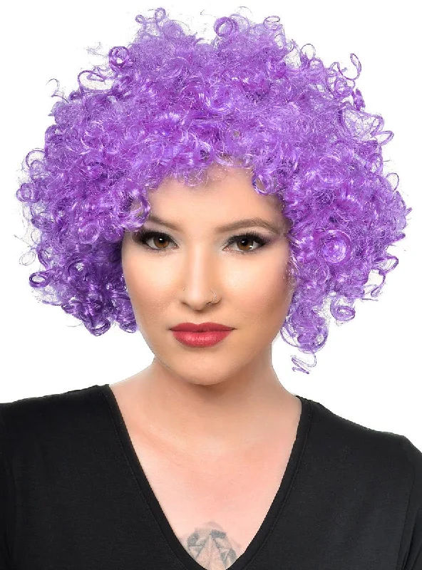 Wig for thinning top-Large Curly Purple Afro Adults Costume Wig