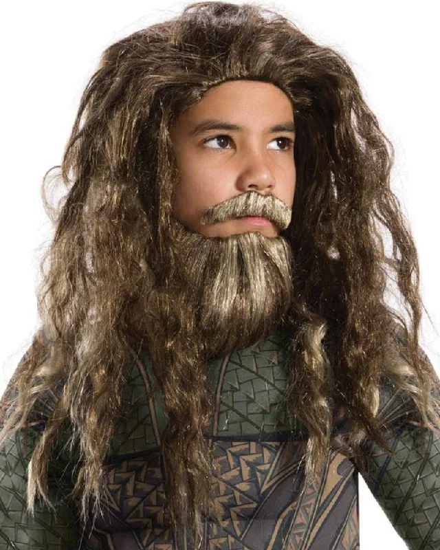 Curly wig for party flair-Aquaman Kids Beard and Wig Set