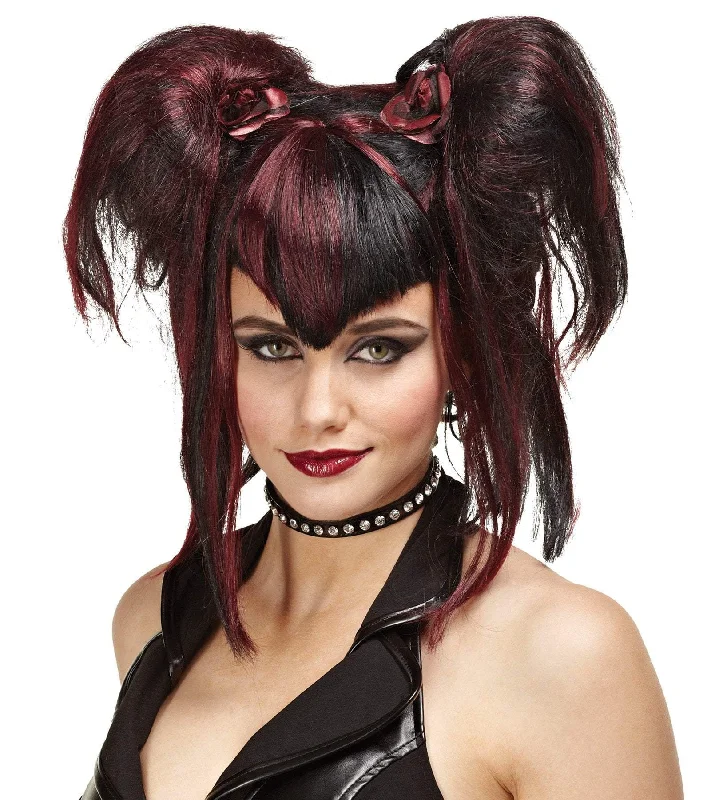 Wig for standout flair-"Bad Fairy - Black and Red" Halloween Wig