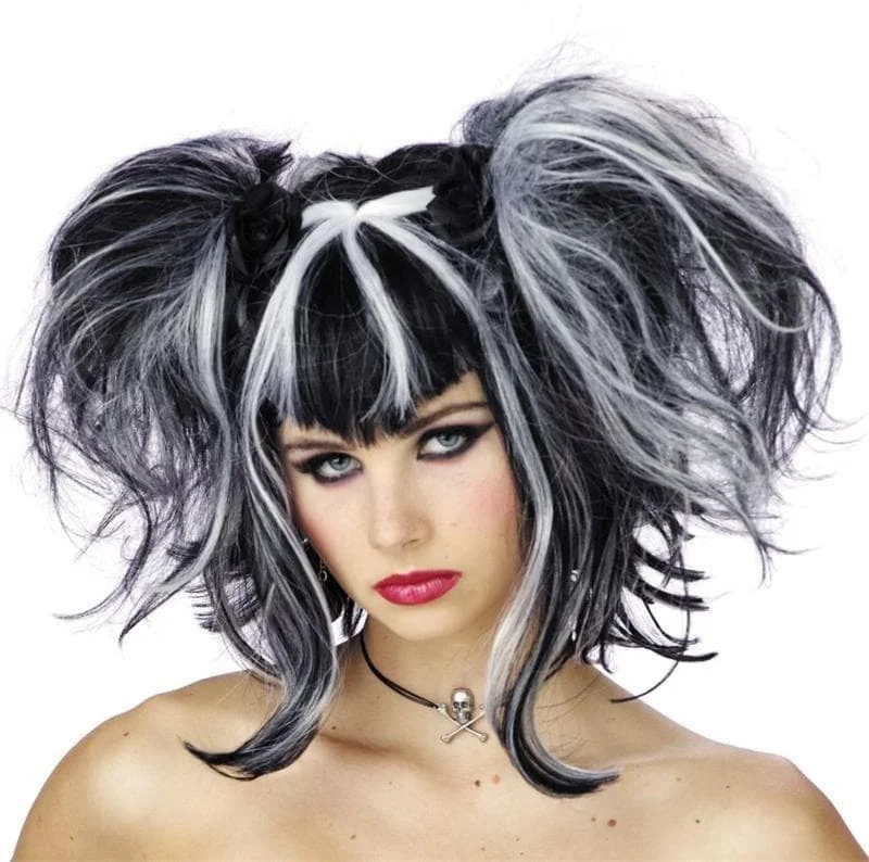 Wig for neat flair-"Bad Fairy - Black/White" Halloween Wig