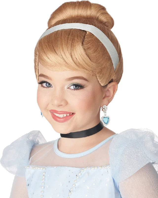 Long black wig with tight texture-Cinderella Blonde Kids Wig