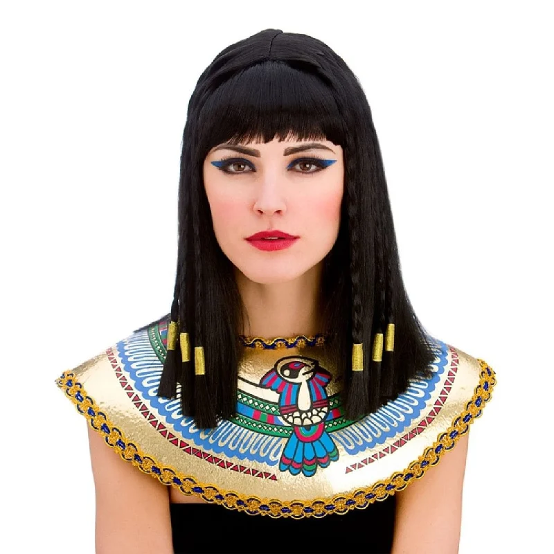 Wig for gentle waves-Cleopatra Wig Long Black Straight Hair Egypt Fancy Dress