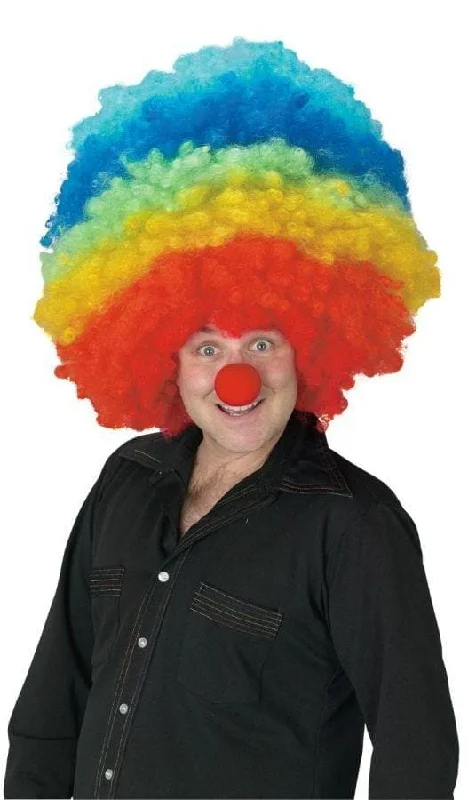 Wig for glam flair-"Clown - Rainbow Afro" Mega Halloween Wig