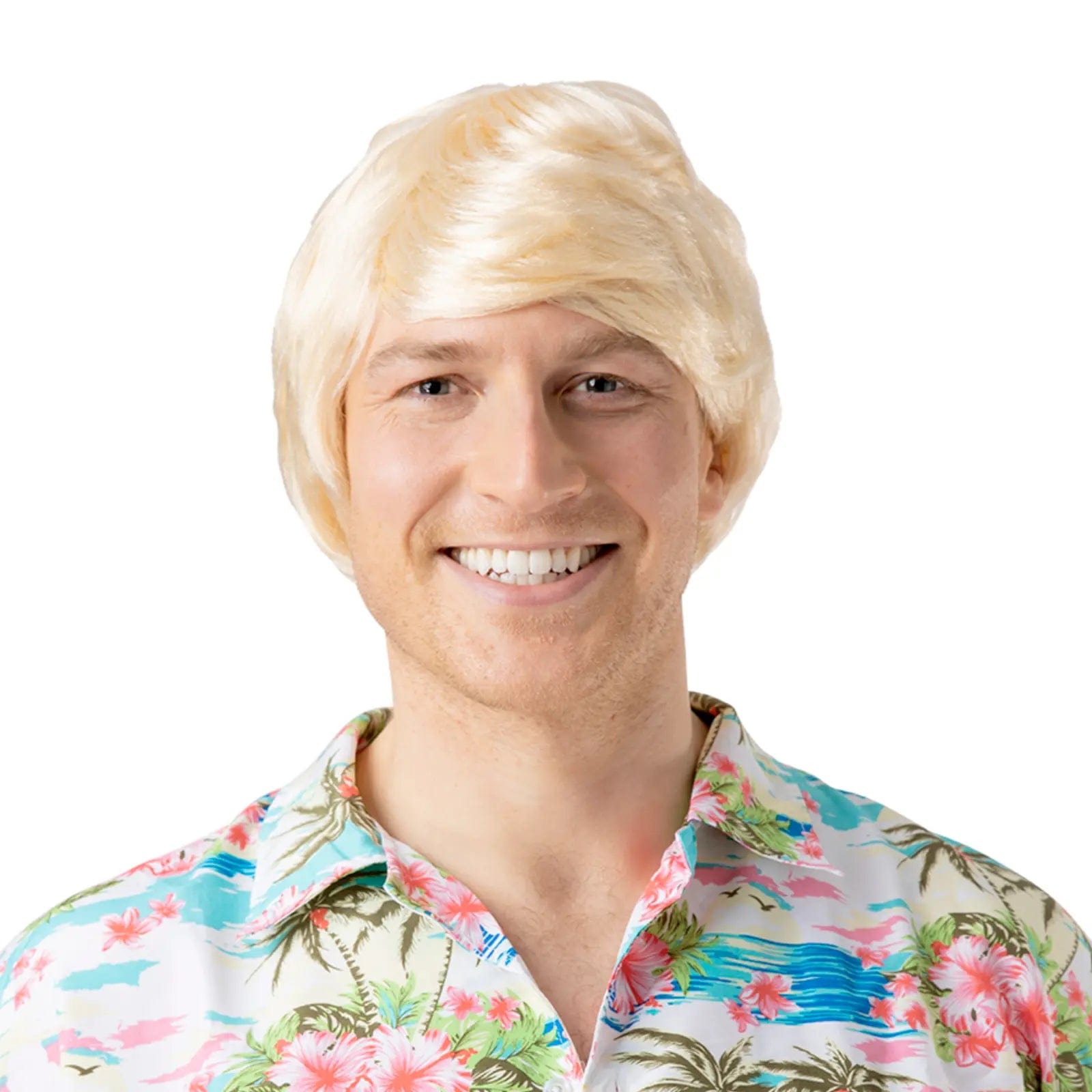 Long straight wig with tight curls-Cool Guy Wig Blonde Hawaiian Surfer Hair Beach Fancy Dress