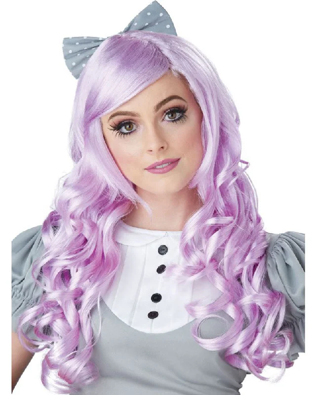 Short pixie wig with tight waves-Cosplay Doll Wig in Lavender