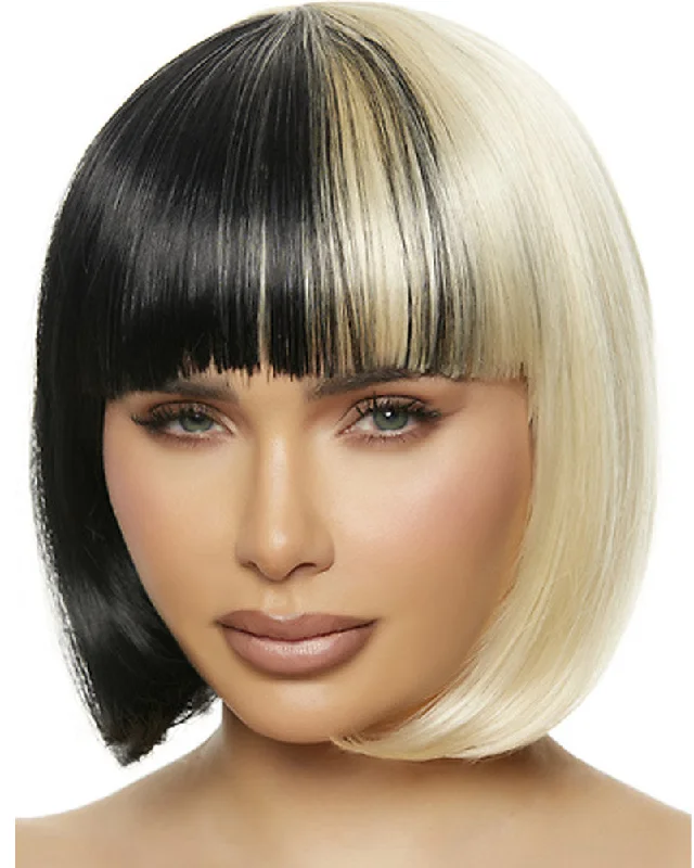 Wig for rare flair-Cruel World Black and Blonde Bob Wig