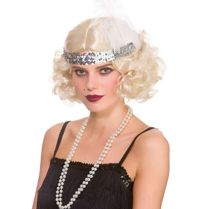 Wig for sensitive head-Curly Flapper Wig 1920s Hair Halloween Fancy Dress Party