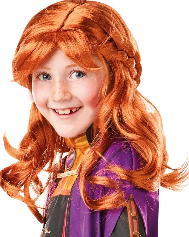 Long straight wig with dramatic texture-Disney Frozen 2 Anna Long Auburn Kids Wig