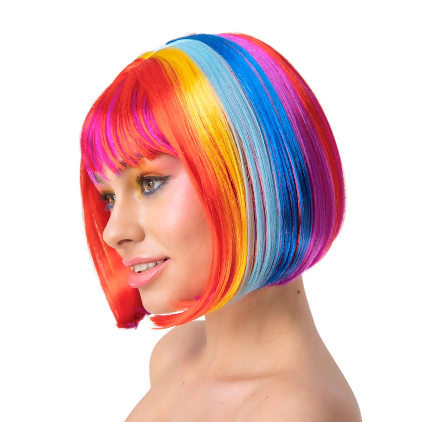 Wig comb for tight waves-Diva Wig Rainbow Short Pageboy Bob Carnival Pride Festival Hair