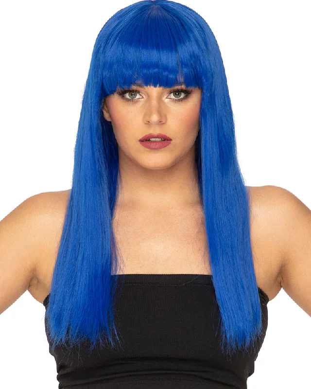 Short blonde wig with tight texture-Fashion Deluxe Peacock Blue Long Wig