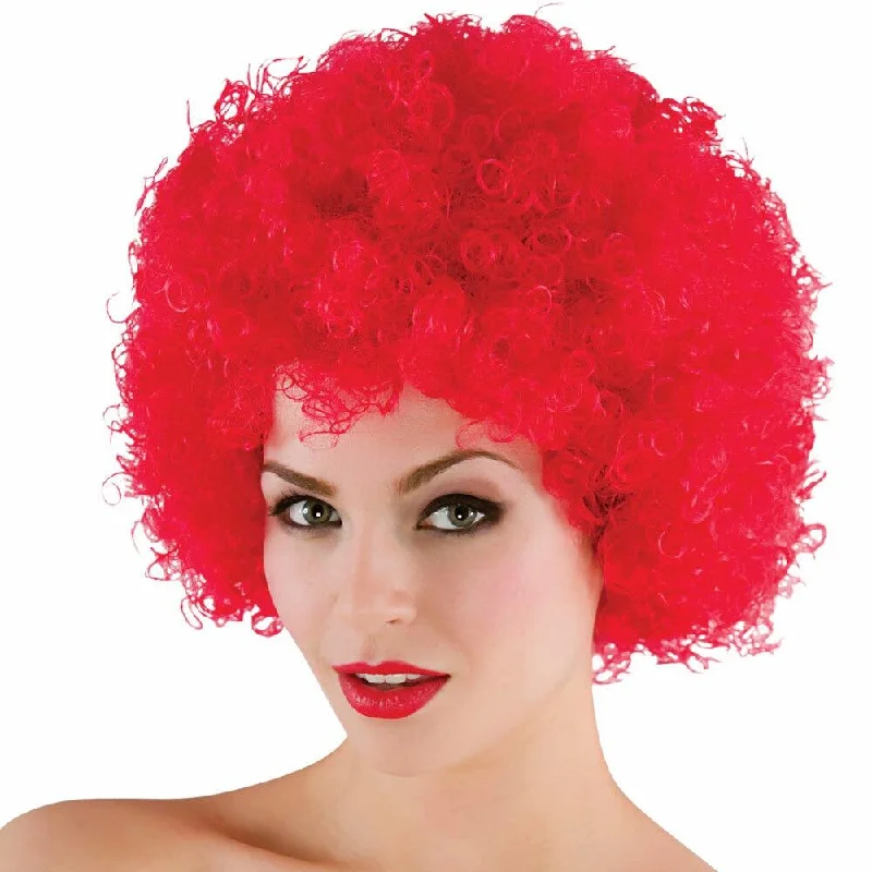 Wig for theater play-Funky Red Afro 70s Retro Disco Boogie Clown Wig Fancy Dress