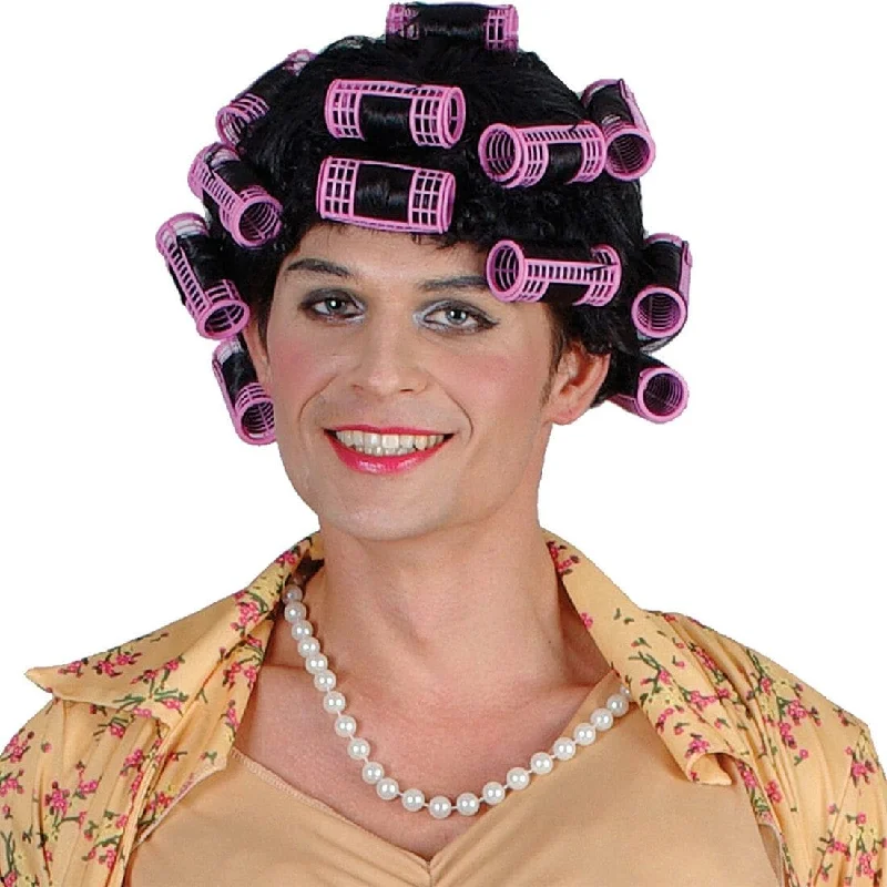 Ombre wig with soft texture-Funny Housewife Wig Curlers Rollers Fancy Dress Halloween