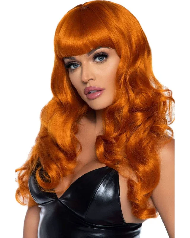 Wig for vivid hues-Ginger Misfit Long Orange Wig