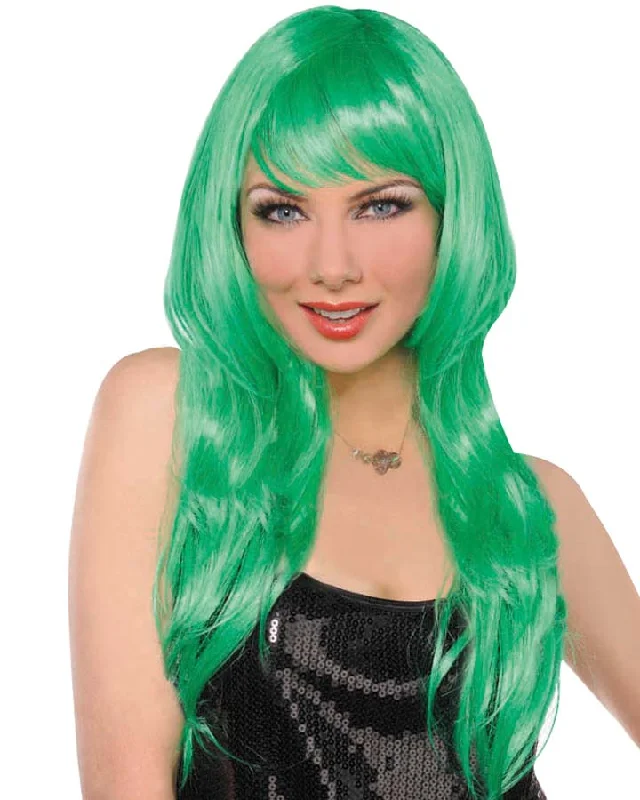 Wig for vivid flair-Glamorous Green Wig