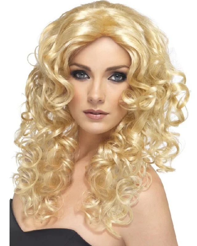 Wig for night vibe-Glamour Long Curly Blonde Wig