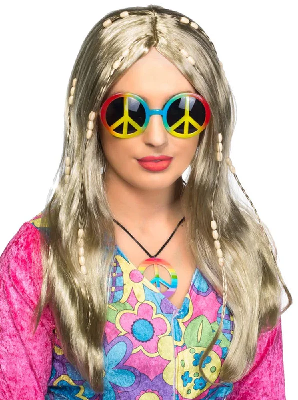 Lace wig with dramatic curls-Love Child Womens Blonde Hippie Costume Wig