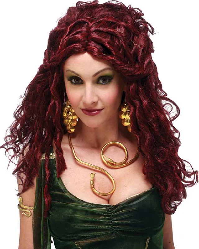 Ombre wig with soft texture-Medusa Long Curly Burgundy Wig