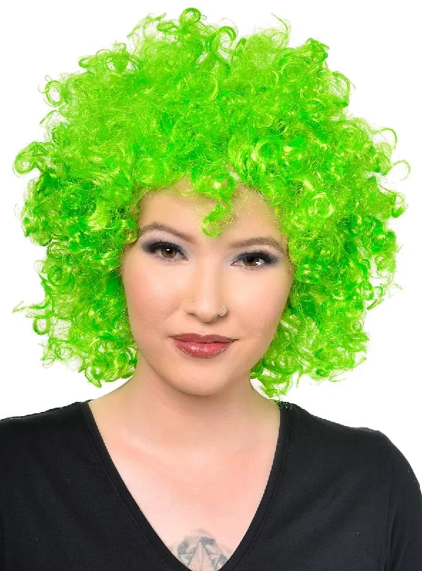 Synthetic wig soft spray-Large Curly Neon Green Afro Adults Costume Wig