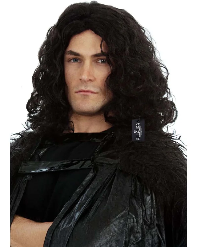 Wig for glossy flair-Northern King Long Black Wig