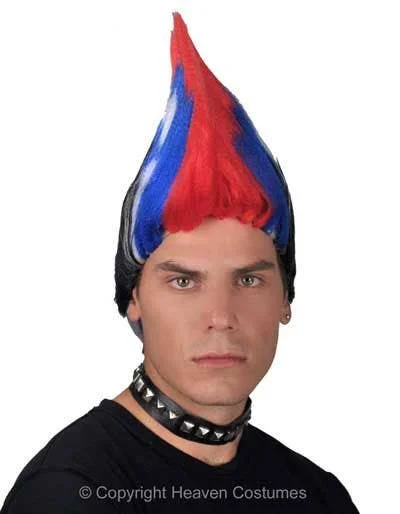 Lace wig for anime vibe-Punk Mohawk Mens Multicoloured Costume Wig