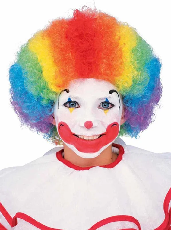 Long blonde wig with dramatic shine-Rainbow Clown Kids Afro Costume Wig