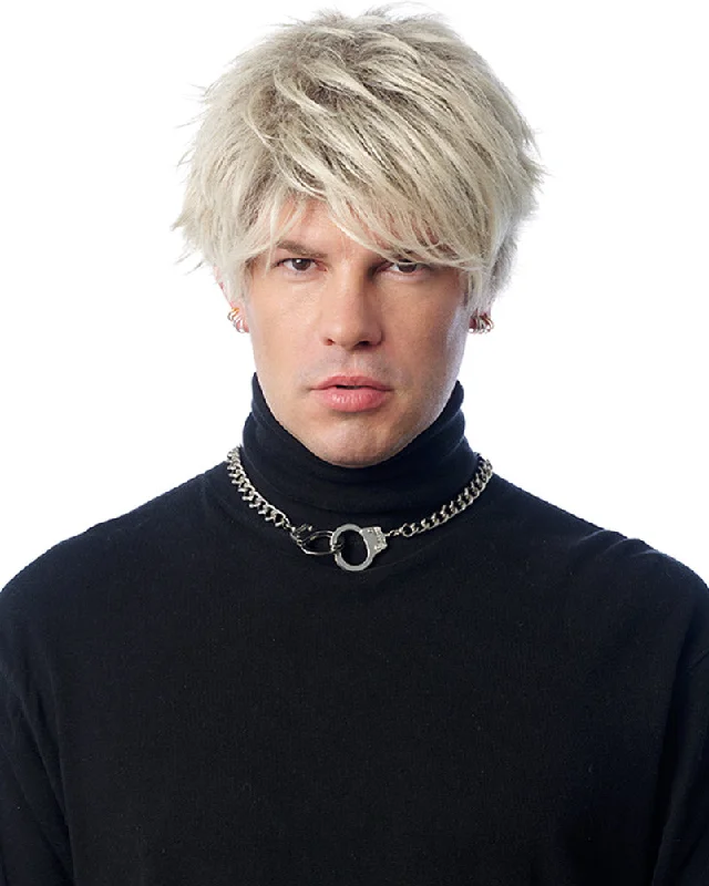 Wig for slim face-Rap Rocker Short Platinum Blonde Wig