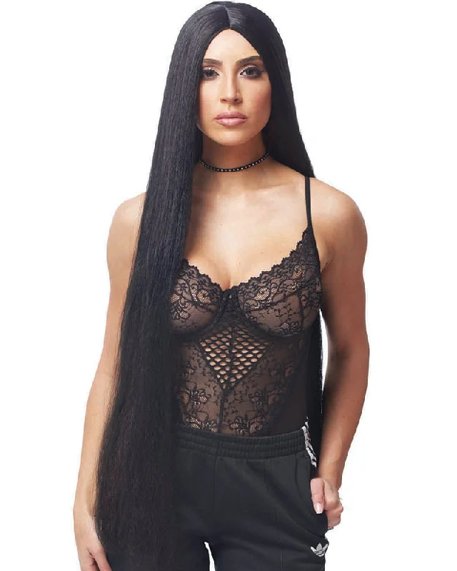 Wig for bold features-Reality West Long Black Wig