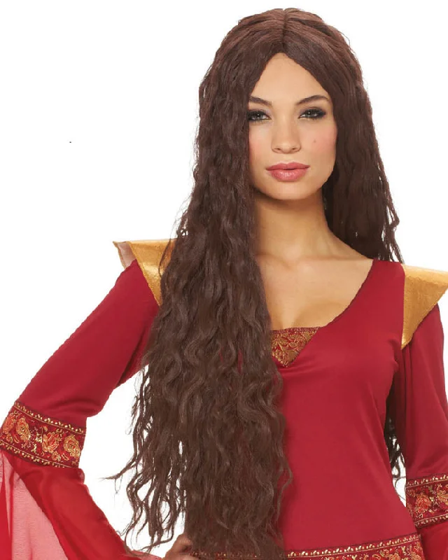 Black wig with tight curls-Renaissance Long Beauty Brown Wig