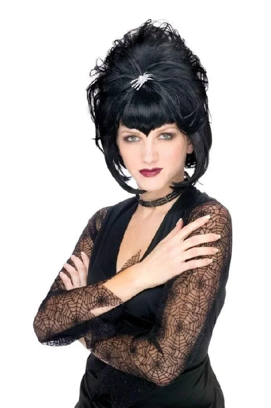 Wig for smooth flair-"Spiderella Black Bouffant" Halloween Wig