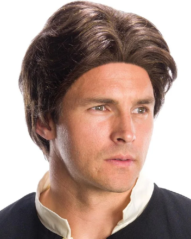 Blue curly wig with tight curls-Star Wars Han Solo Short Brown Wig