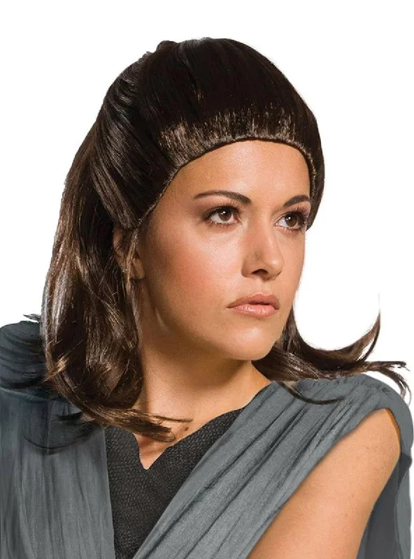 Lace closure wig with tight waves-Star Wars Rey Womens Short Brown Costume Wig