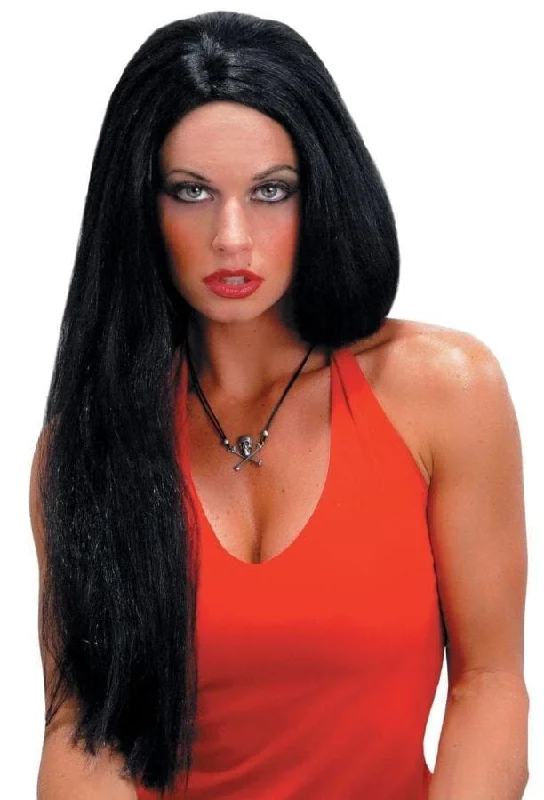 Wig for airy flair-"Straight Black" Halloween Wig - 24'