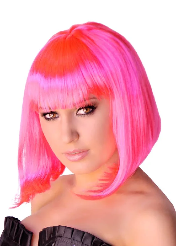 Long wavy wig with tight shine-Supermodel Bob Wig in Hot Pink