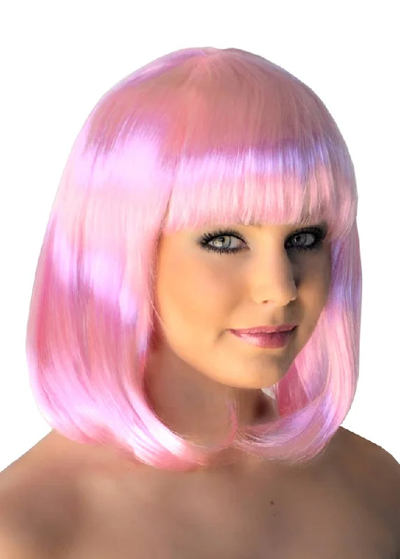 Short wavy wig with tight curls-Supermodel Bob Wig in Pale Pink