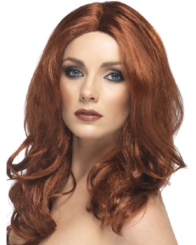 Cosplay wig with tight waves-Superstar Long Auburn Wig