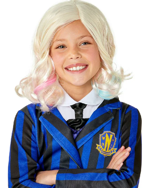 Full lace wig with soft texture-Wednesday Nevermore Enid Short Blonde Kids Wig