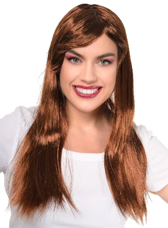 Wig for quick flair-Long Brown Womens Economy Costume Wig