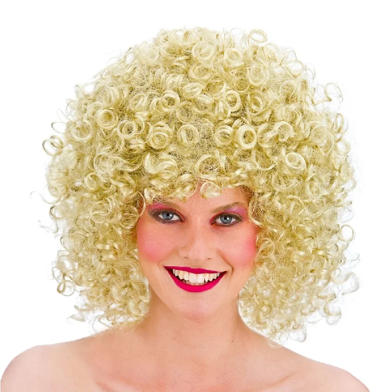 Wig for calm flair-Womens Blonde 80s Disco Short Curly Halloween Wig Accessory