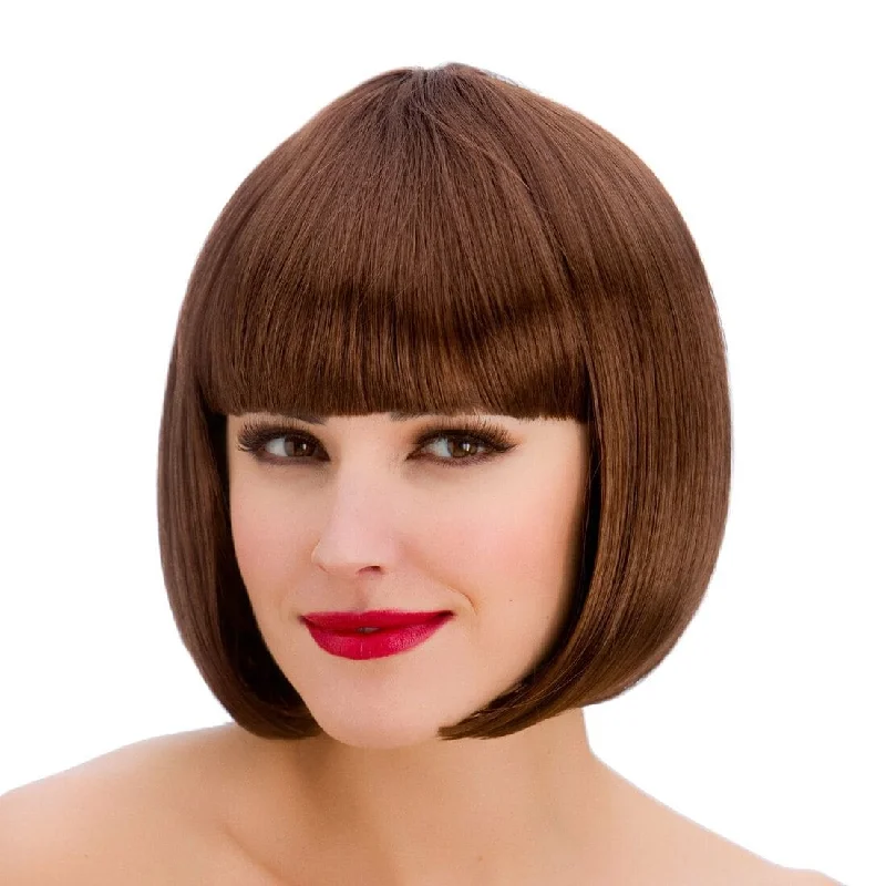 Wig for breezy flair-Womens Diva Short Brown Wig With Fringe Halloween Accessory