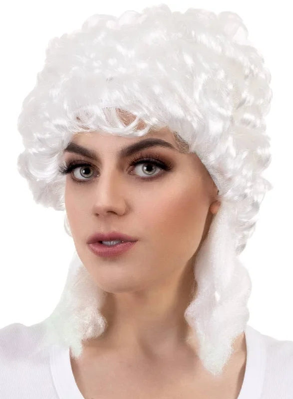 Long straight wig with tight shine-Victorian Curly White Updo Womens Costume Wig