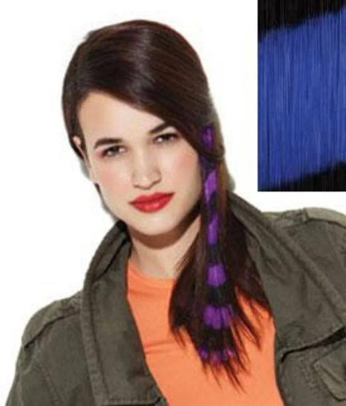 HAIR U WEAR CLIP-IN BRIGHT STRIPES 16 INCH BLUE/BLACK