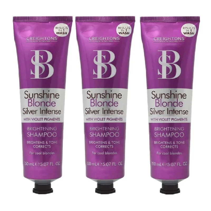 3x Creightons Sunshine Blonde Silver Intense Brightening Shampoo 150ml