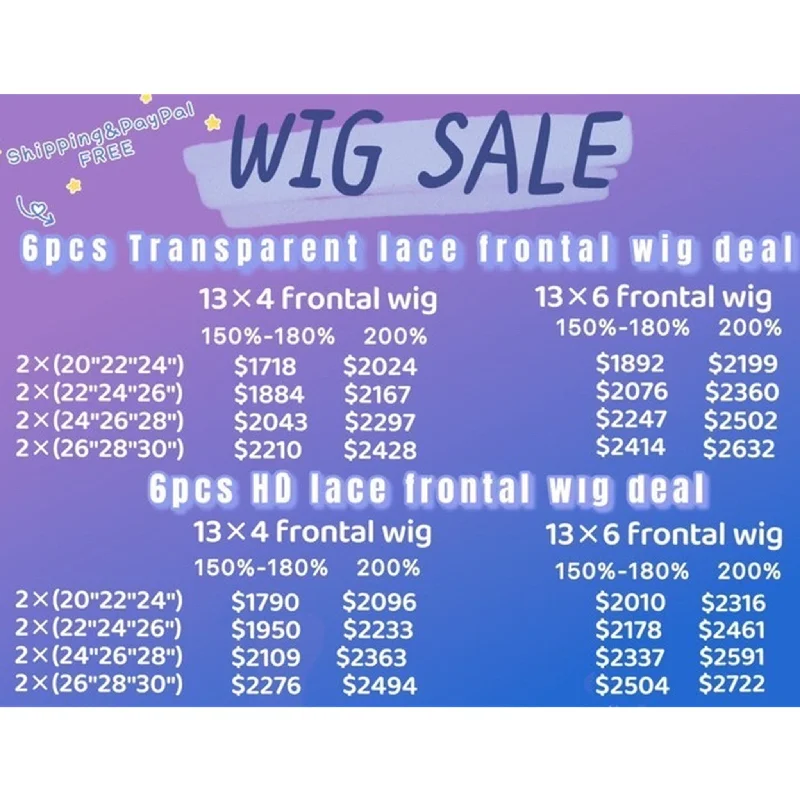 real person hair ring futuristic vibe-6PCS WIGS DEAL 150% 180% 200% DENSITY BRAZILIAN HUMAN HAIR