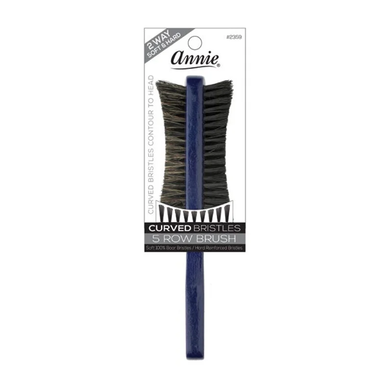 ANNIE 2ways Curved Bristle 5 row Brush Hard Soft [ASSORTED COLOR] #02359