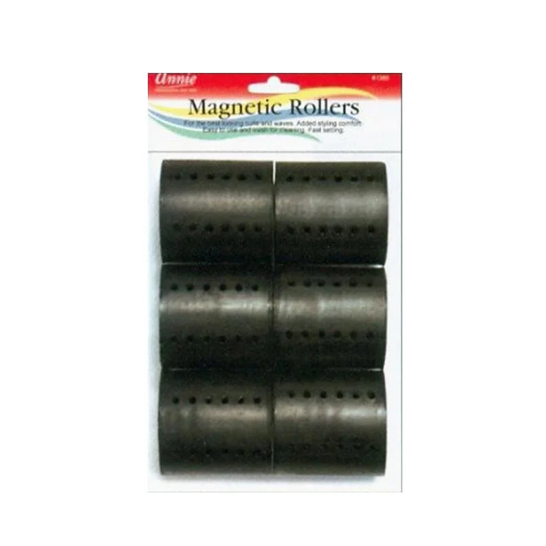 ANNIE Magnetic Roller 2 1/2" Dia 6ct [BLACK] #01360