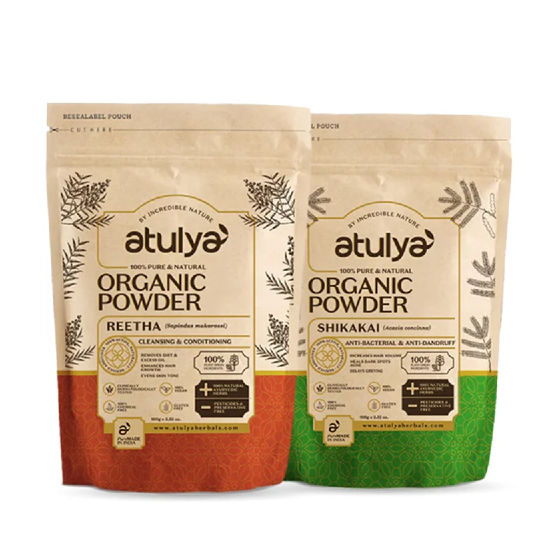 atulya 100% Pure & Natural Organic Powder Reetha, Shikakai Powder (Pack of 2) (Buy 3 Products & Get Rs.300 Off)